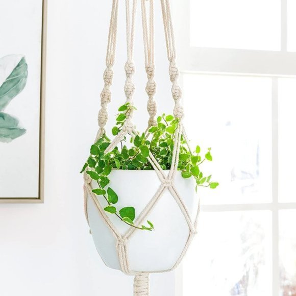 Urban Outfitters Set of 3 Indoor Boho Macrame Plant Hangers Wall Hanging Planter - Picture 2 of 9